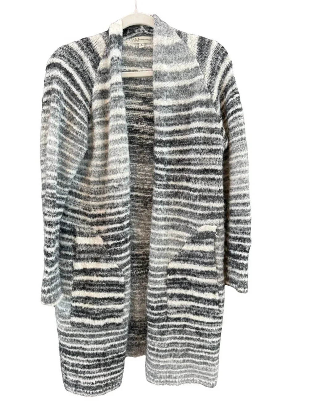Neiman Marcus Mohair Blend Long Stripe Cardigan Sweater